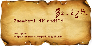 Zsemberi Árpád névjegykártya